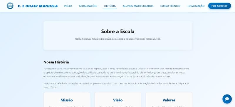 Segunda imagem do site institucional da escola