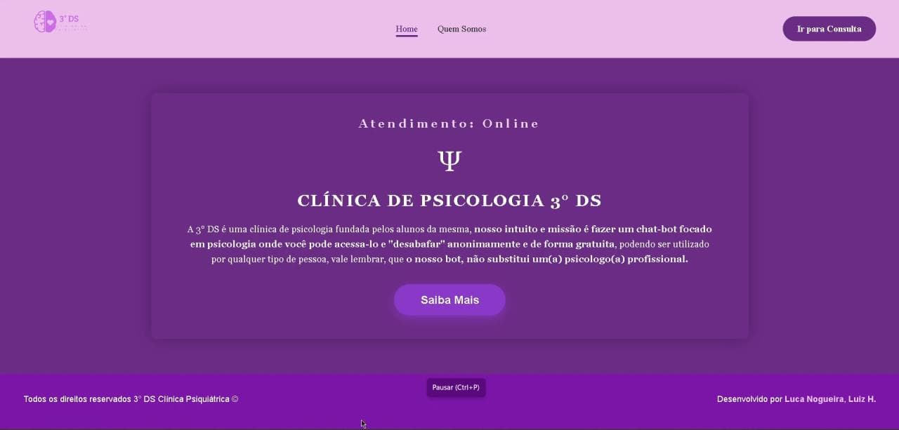 Tela principal do projeto Psicólogo virtual