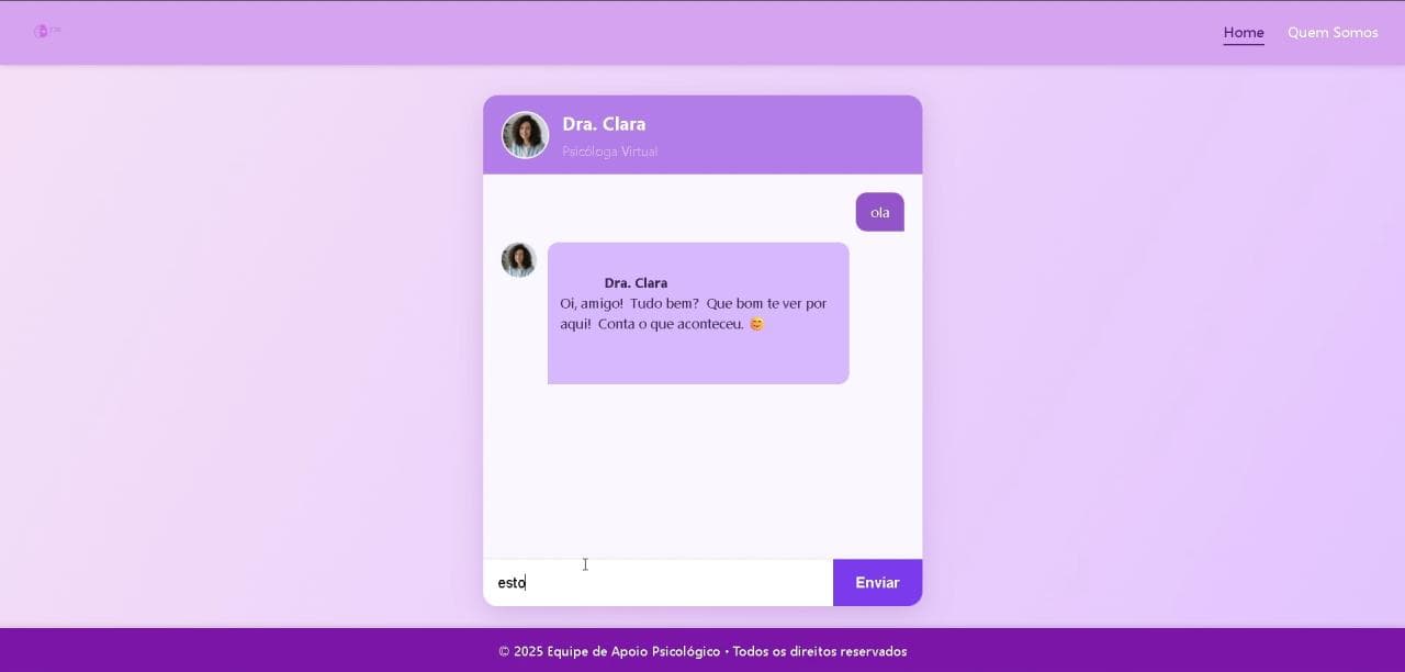Segunda tela do projeto Psicólogo virtual